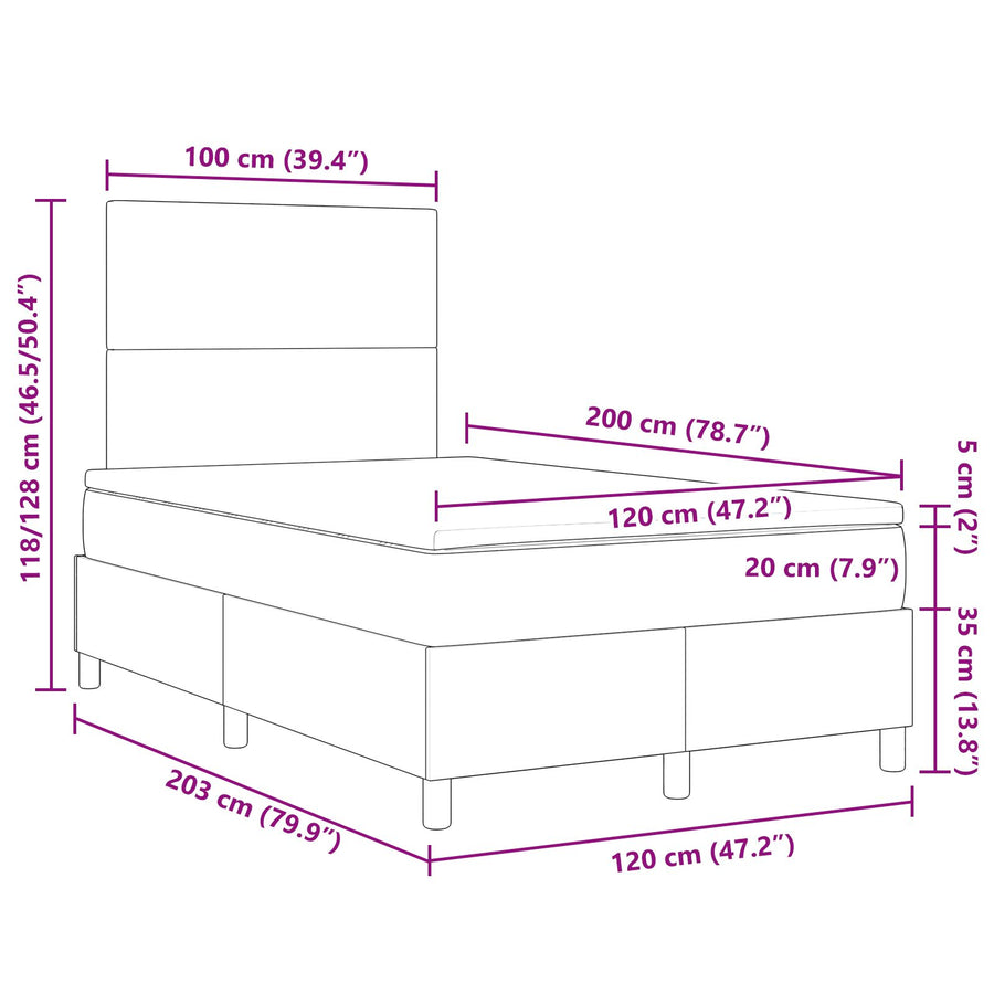 Boxspringbed Met Matras Donkergrijs 120X200 Cm Korduroy Stof