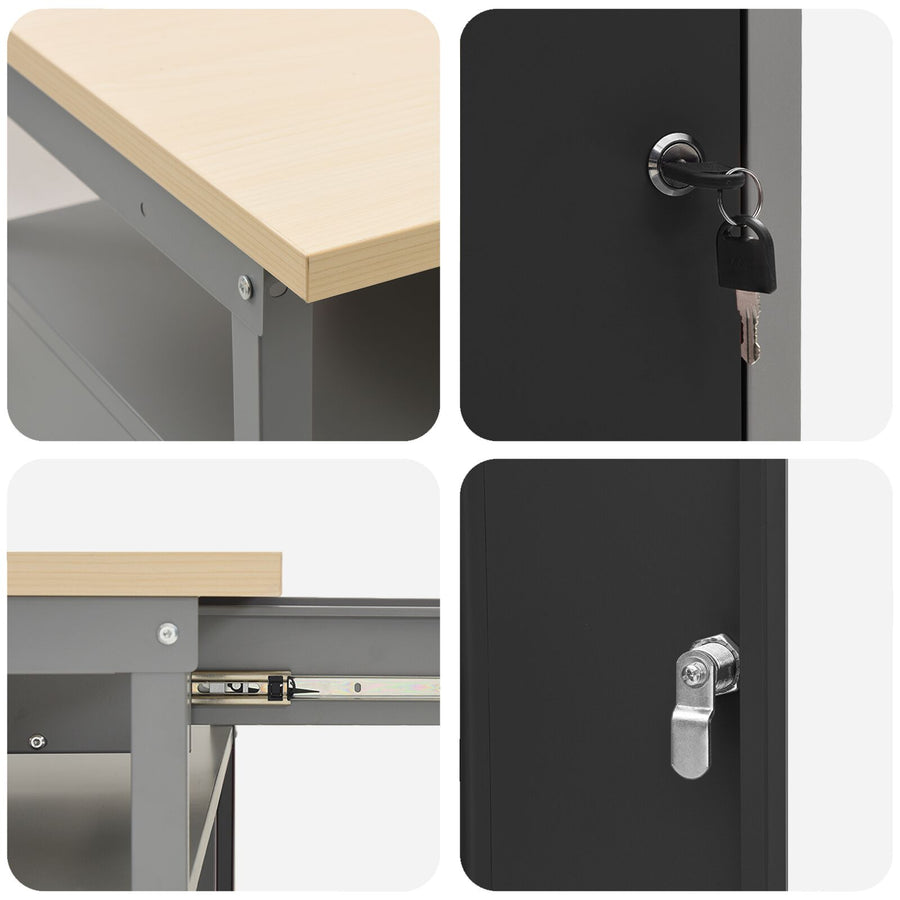 10-Delige Werkcabinet En Pegboard Set Mdf En Metaal 4x (84 cm) Zwart 4x kast + 4x pegboard + 2x gereedschapskast