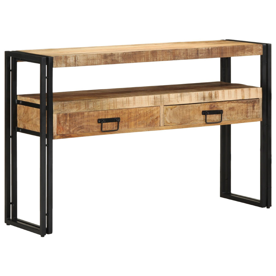 Eettafels Zwart Massief Mango Hout En Metaal 120 x 33 x 75 cm Massief ruw mangohout