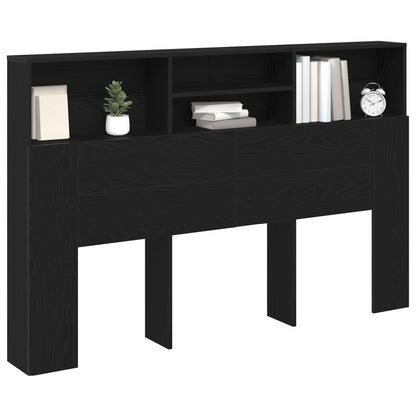 Hoofdbord Kast In Zwart Eiken - 160X19X103,5 Cm Gemaakt Van Gerecycled Hout