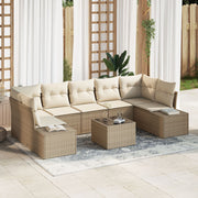 Tuin loungeset 8-delig polyrattan beige