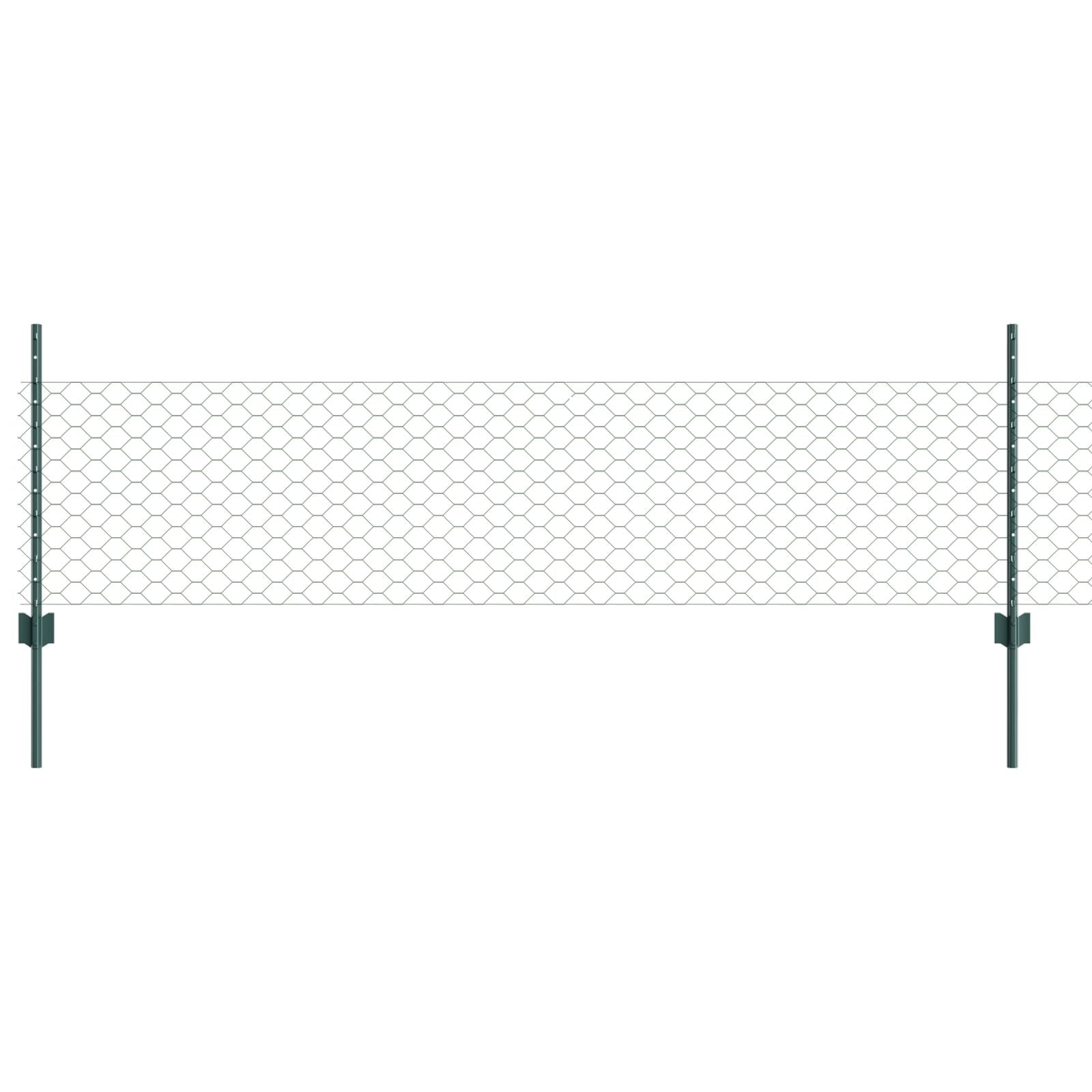 Schuttingpalen 11 St U-Profiel Groen 80 Cm Staal,  Zeshoekige Schutting Groen 0,5X10 M Staal