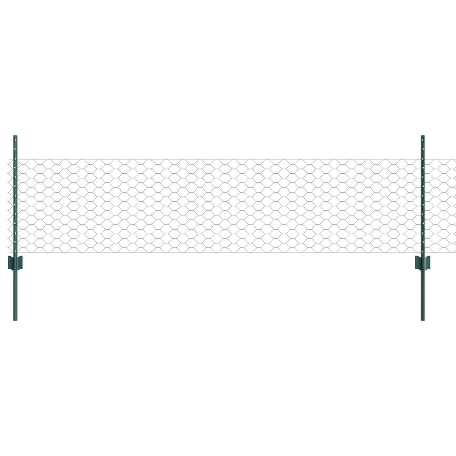 Schuttingpalen 11 St U-Profiel Groen 80 Cm Staal,  Zeshoekige Schutting Groen 0,5X10 M Staal