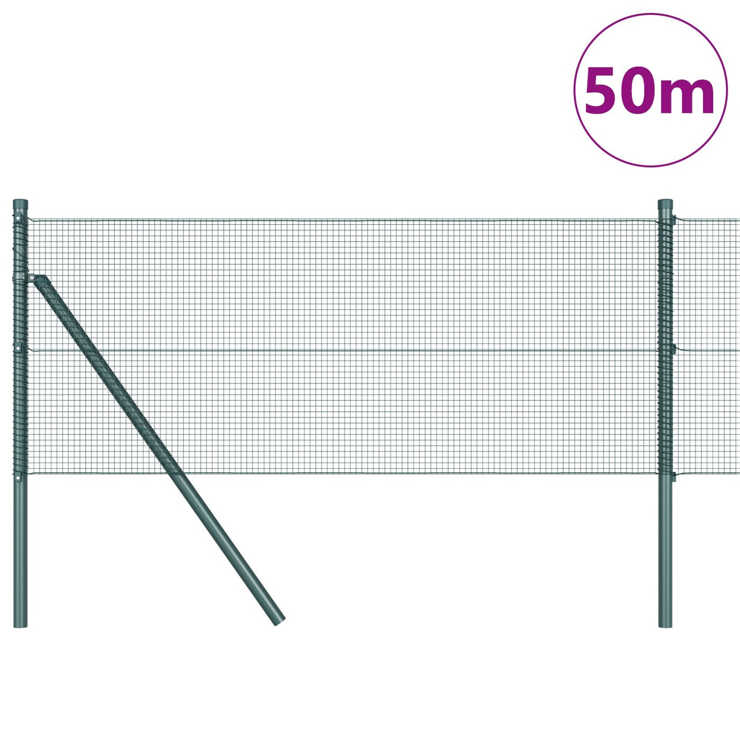 Gelaste Draadhek Met 13 Posts Groen 0.6X50 M Staal Gegalvaniseerd Staal