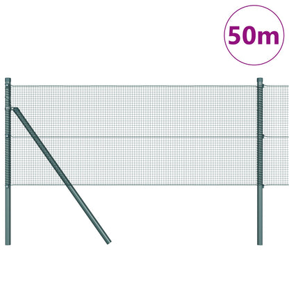 Gelaste Draadhek Met 13 Posts Groen 0.6X50 M Staal Gegalvaniseerd Staal