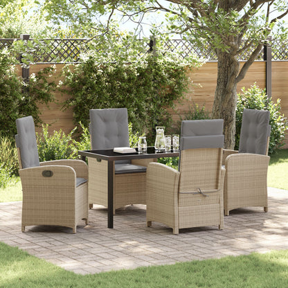 5-Delige Tuinset Met Kussens Beige Poly Rattan