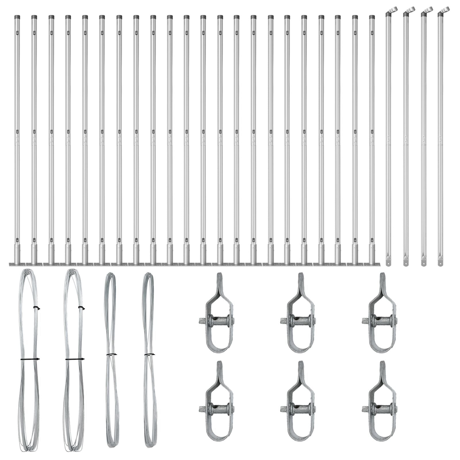 Hekpalen Set Van 52 3.2 X 3.2 X 83.5 Cm Gegalvaniseerd Staal 160 cm 26x betonnen paal