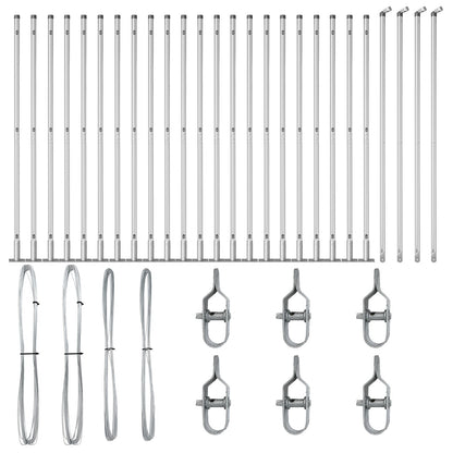 Hekpalen Set Van 52 3.2 X 3.2 X 83.5 Cm Gegalvaniseerd Staal 160 cm 26x betonnen paal