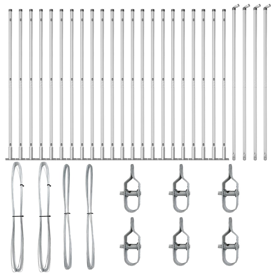 Hekpalen Set Van 52 3.2 X 3.2 X 83.5 Cm Gegalvaniseerd Staal 160 cm 26x betonnen paal