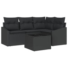 Tuin Sofa Set Set Van 5 Zwart Rattan, Polyester