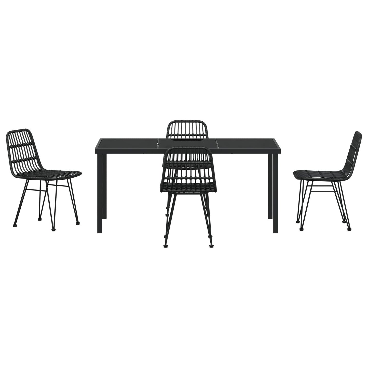 5-Delige Tuinset Zwart Poly Rattan