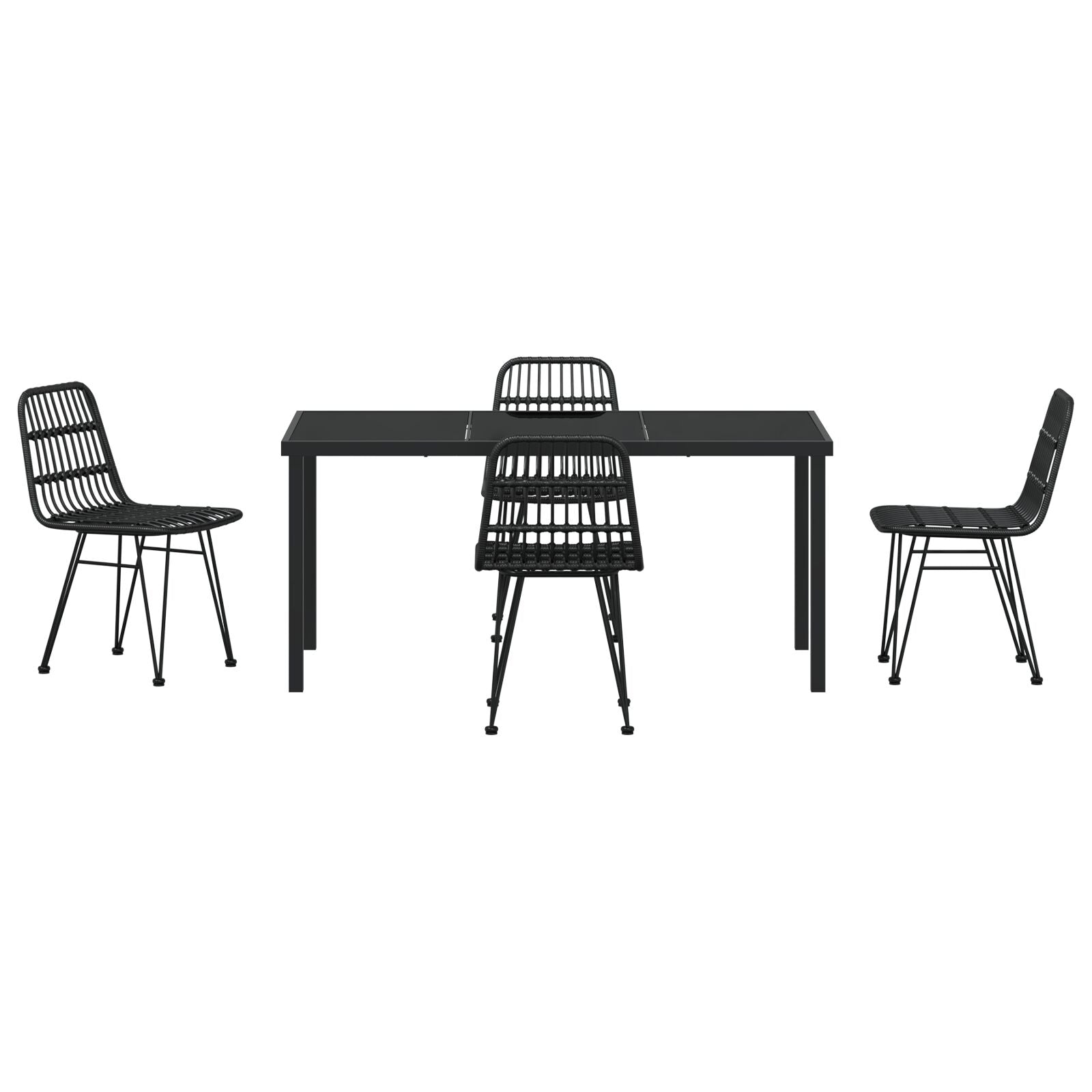 5-Delige Tuinset Zwart Poly Rattan