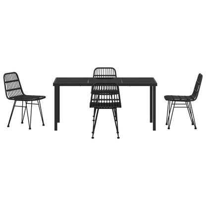 5-Delige Tuinset Zwart Poly Rattan