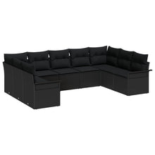 9-Delige Tuinsofa Set Met Kussens Poly Rattan Zwart zonder tafel