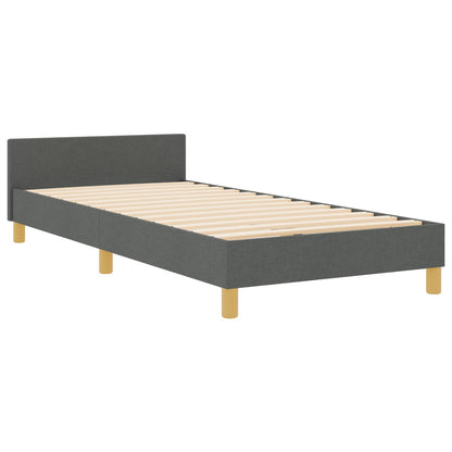 Bed Frame Donkergrijs 90X190 Cm Stof Crème