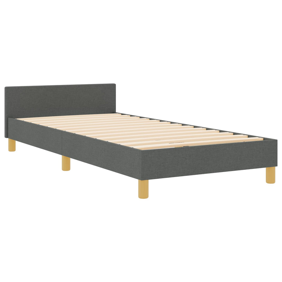 Bed Frame Donkergrijs 90X190 Cm Stof Crème