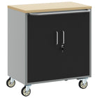 Werkbank met plank en wielen 75x45x85 cm zwart