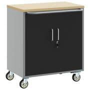 Werkbank met plank en wielen 75x45x85 cm zwart