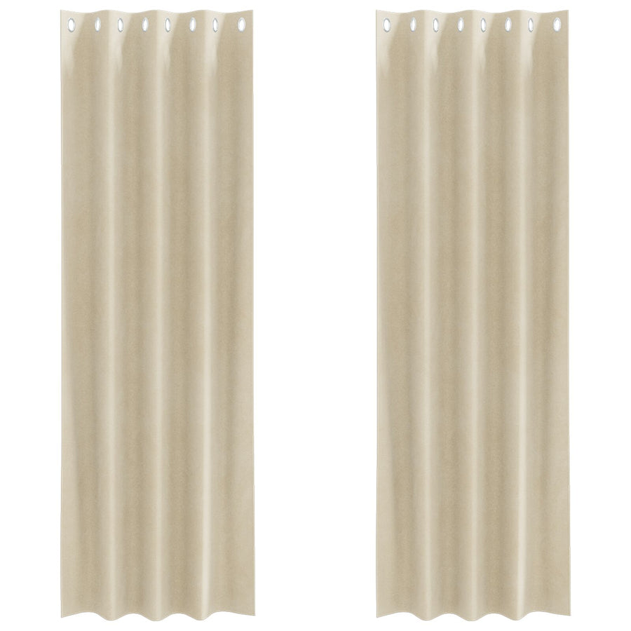 Blackout Gordijnen 2 Stuks Velours Crème 140 x 245 cm met oogjes