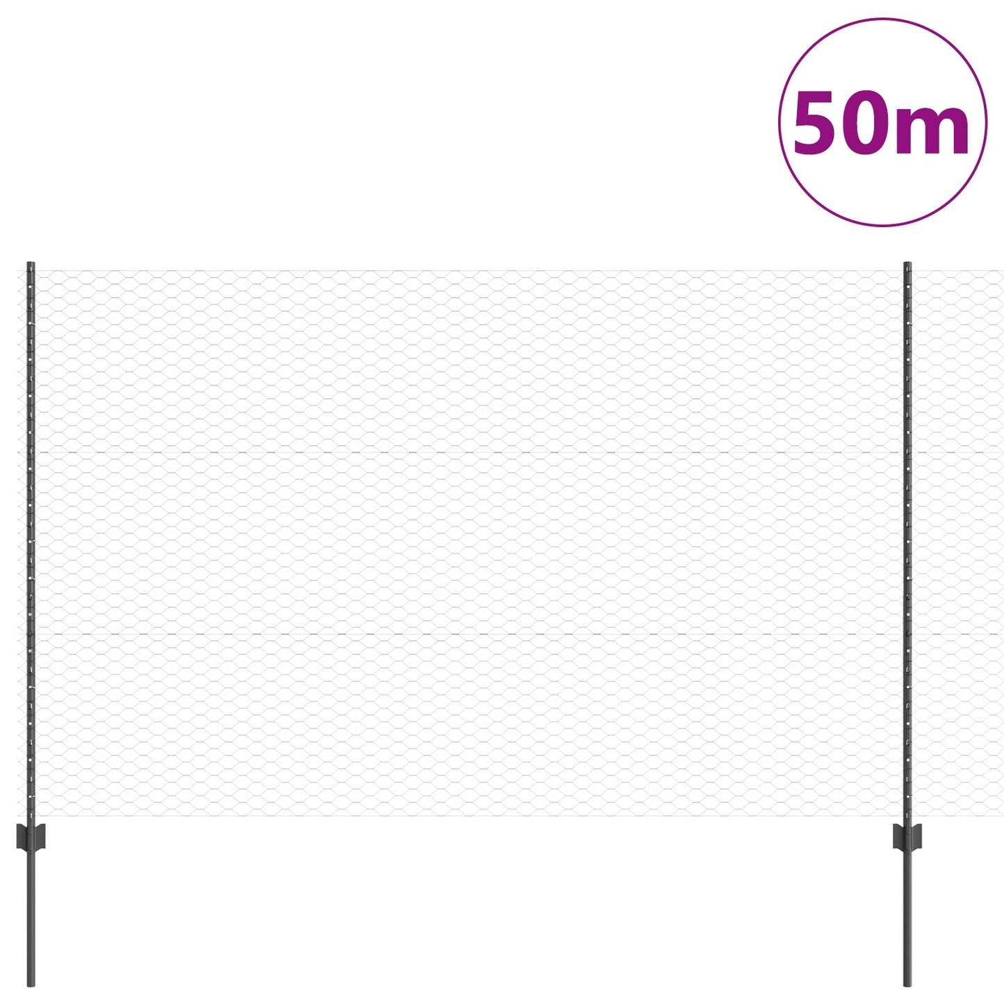 Fence Posts 22 Stuks U-Channel Grijs 150 Cm Staal,  Hexagon Fence Grijs 1.5X50 M Staal