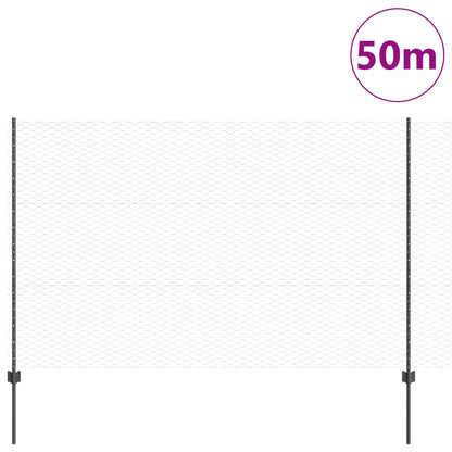 Fence Posts 22 Stuks U-Channel Grijs 150 Cm Staal,  Hexagon Fence Grijs 1.5X50 M Staal