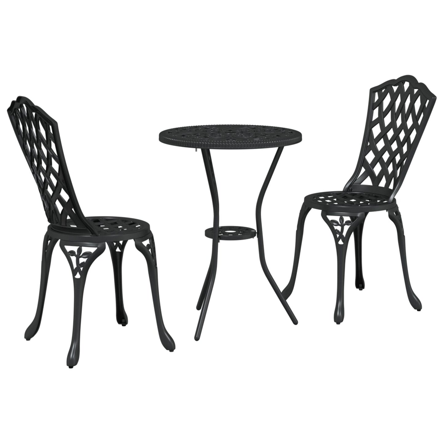 3-Delige Tuin Bistro Set In Gietaluminium Zwart
