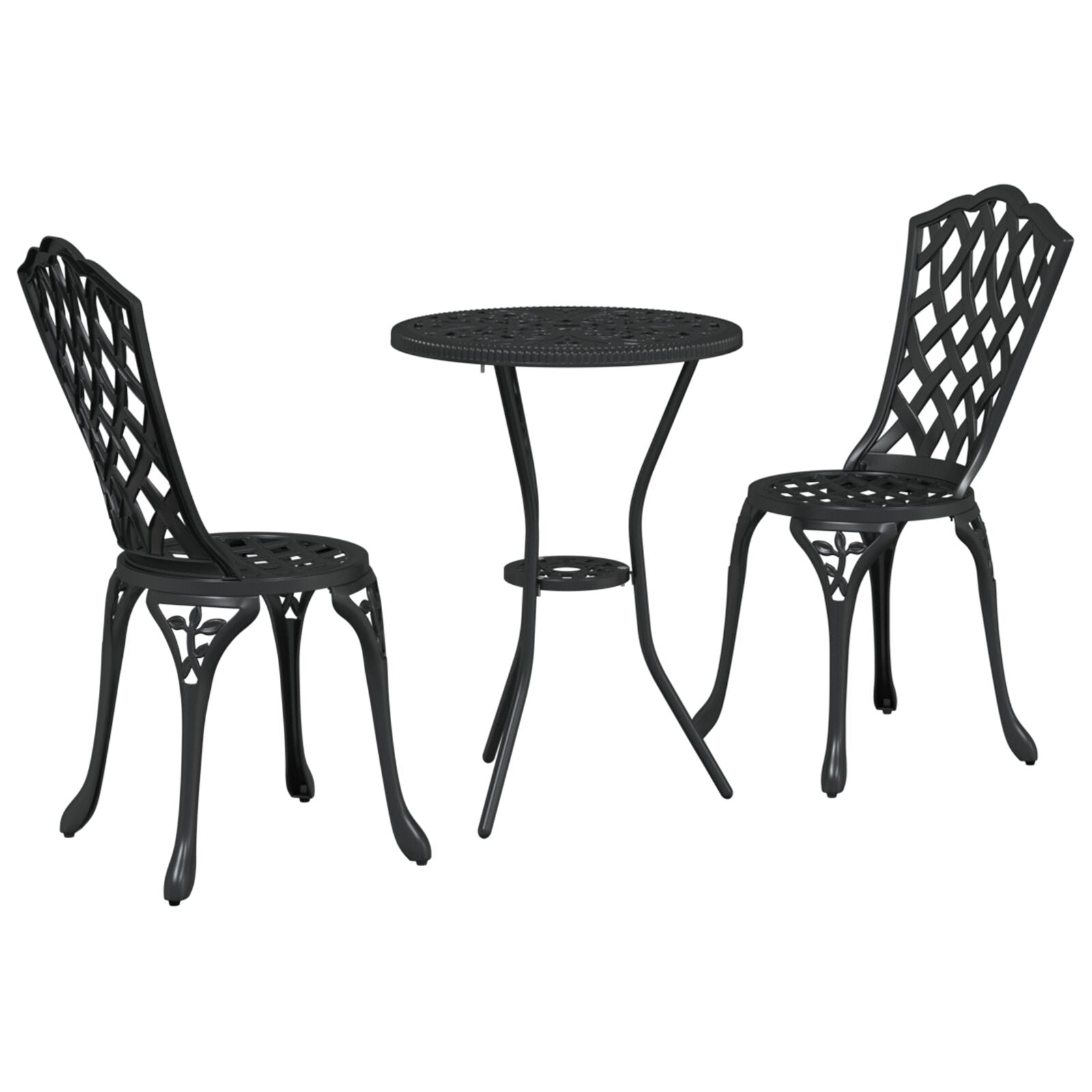3-Delige Tuin Bistro Set In Gietaluminium Zwart