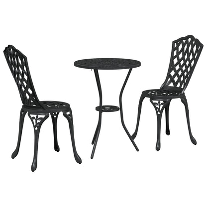 3-Delige Tuin Bistro Set In Gietaluminium Zwart