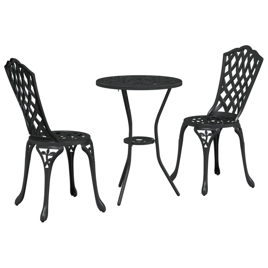 3-Delige Tuin Bistro Set In Gietaluminium Zwart