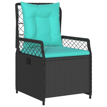 5-Delige Tuin Eettafelset Zwart Poly Rattan