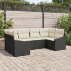Garden Lounge Set with Storage 6 pcs Black and Cream poly rattan