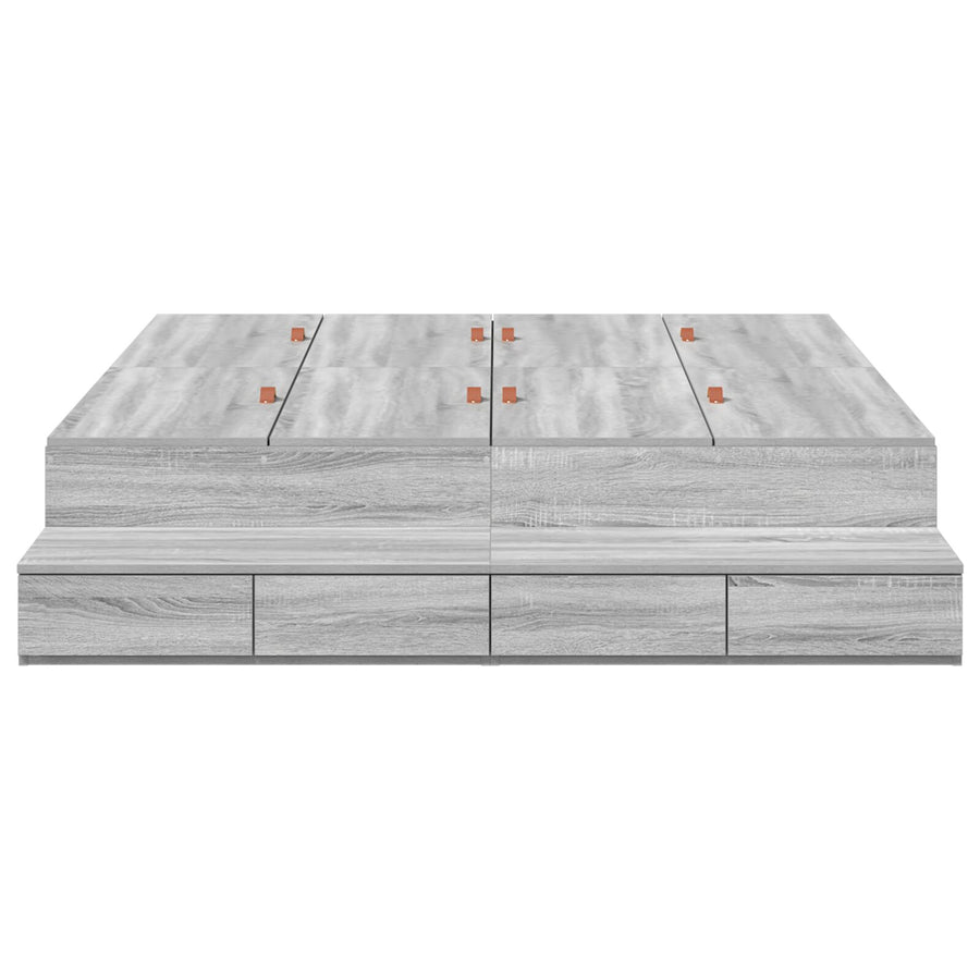 Opslagbedframe Grijs Sonoma Bewerkt Hout 160 X 200 Cm Artisanaal Eiken