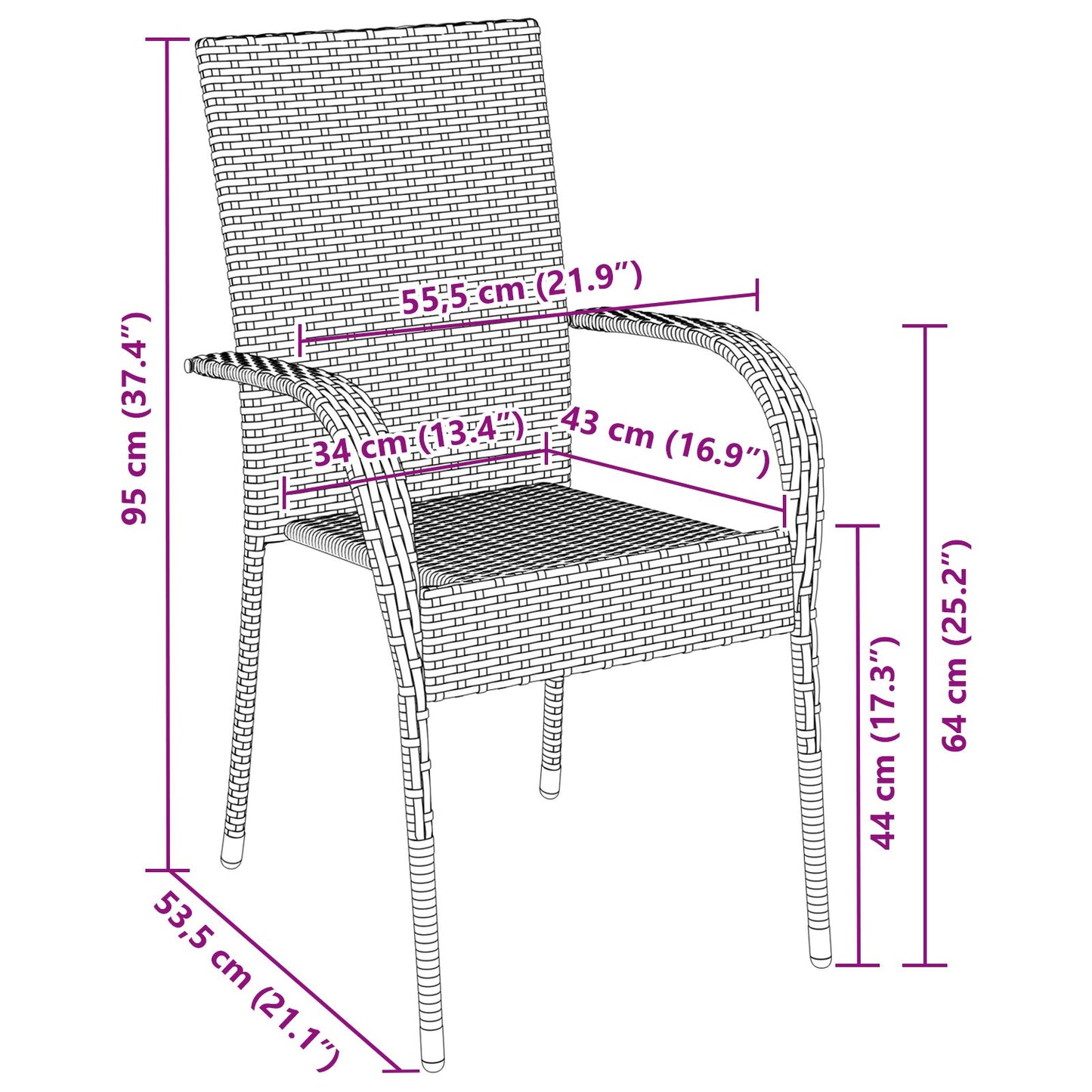 3-Persoons Tuin Eetset Bruin Poly Rattan