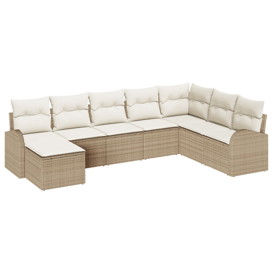 Tuin Sofa Set 8-Delig Beige Rattan, Polyester Tuin Sofa