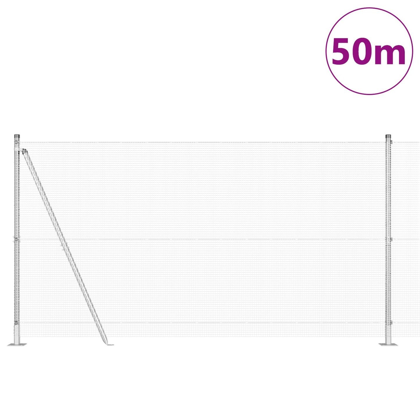 Gegalaiseerd Hek Met 13 Flenspalen 1.2X50 M Gegalvaniseerd Staal Gegalvaniseerd Staal