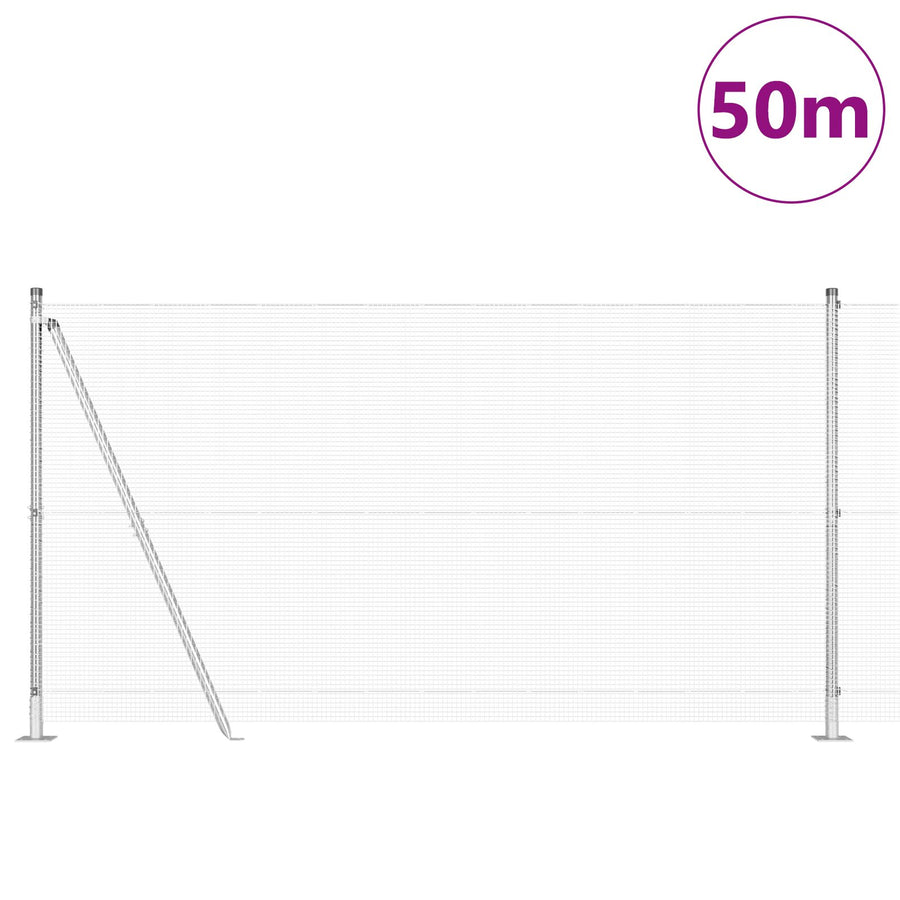 Gegalaiseerd Hek Met 13 Flenspalen 1.2X50 M Gegalvaniseerd Staal Gegalvaniseerd Staal