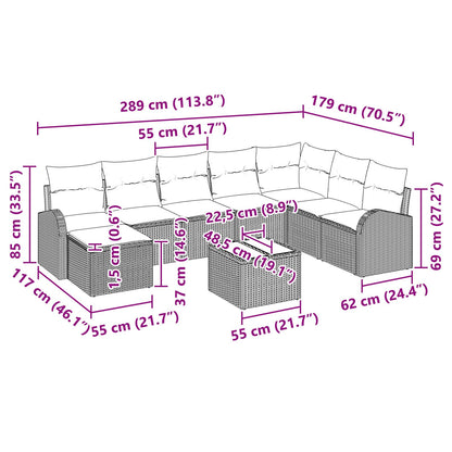 8-Delige Tuin Sofa Set Met Kussens Bruin Poly Rattan