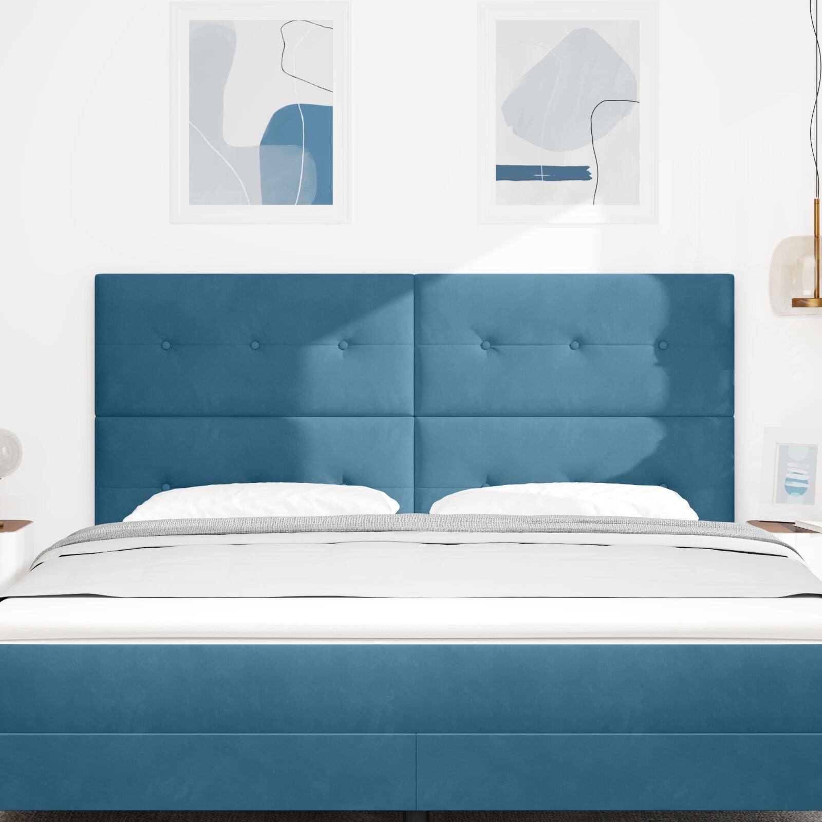 Hoofdbord Knop Tufted Fluweel Donkerblauw 180 cm Hoog hoofdbord