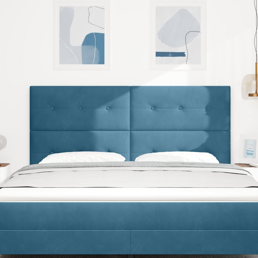 Hoofdbord Knop Tufted Fluweel Donkerblauw 180 cm Hoog hoofdbord