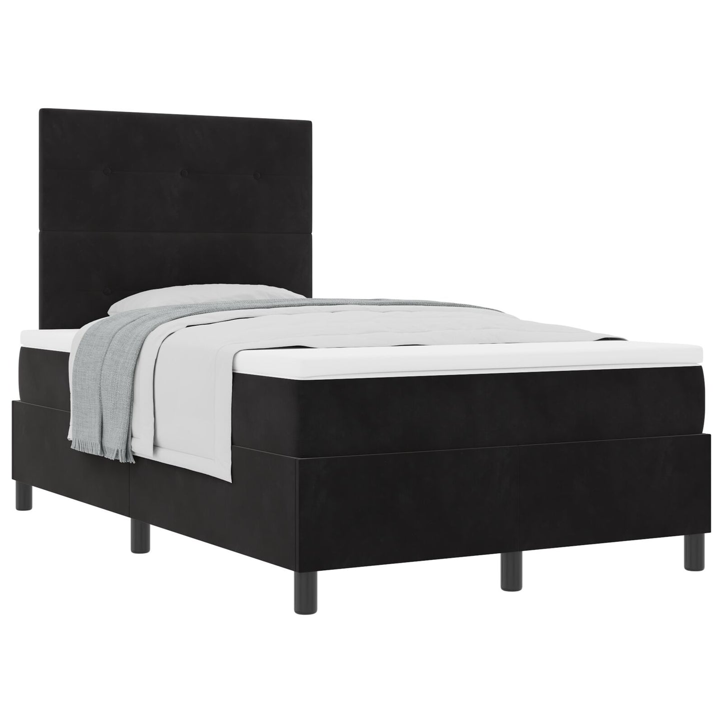 Boxspring Bed Met Matras Zwart 120X200 Cm Fluweel Blauw