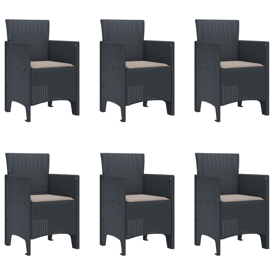 7-Delige Tuin Eetset Met Kussens Antraciet Poly Rattan