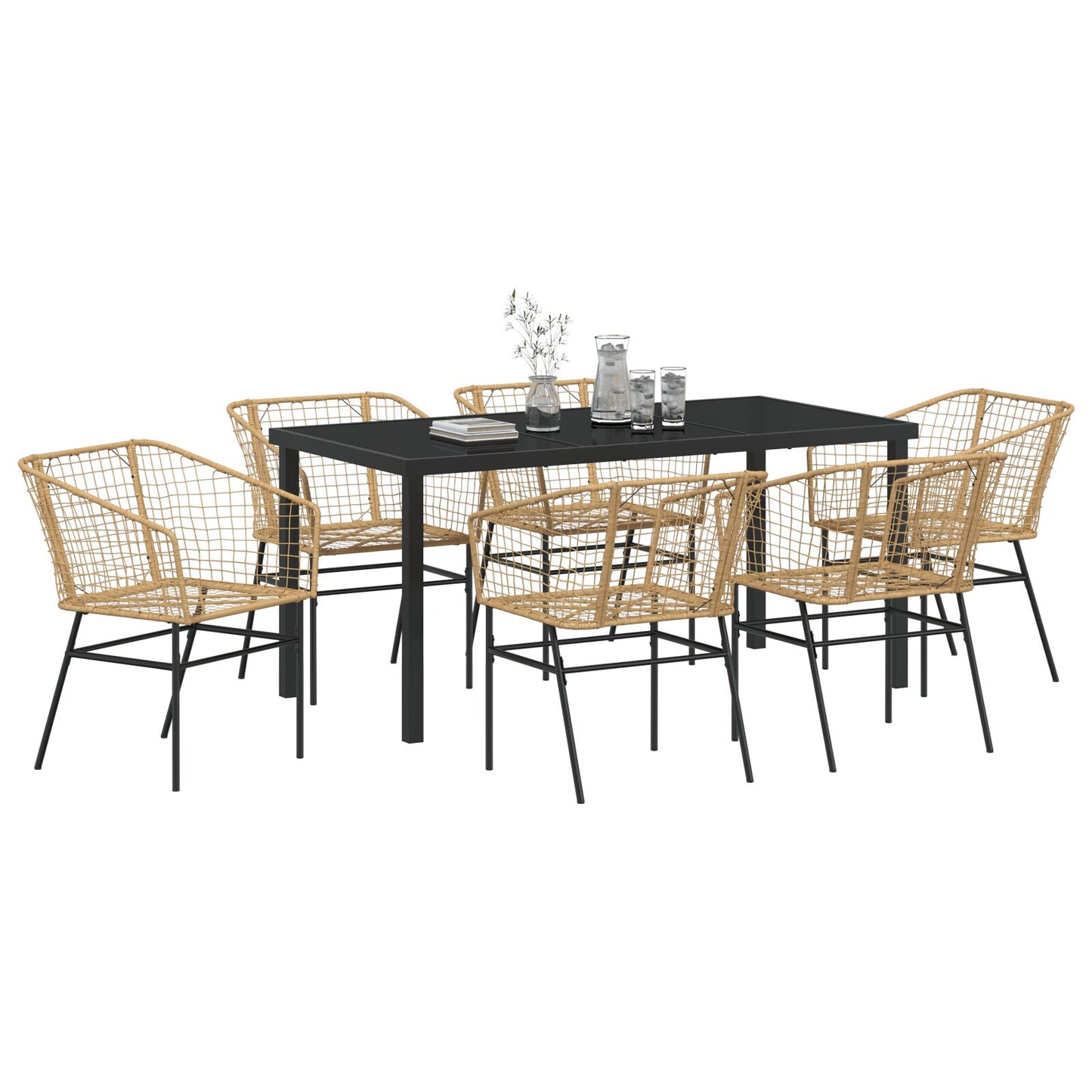 7-Delig Tuin Eetset Bruin Poly Rattan