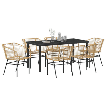7-Delig Tuin Eetset Bruin Poly Rattan