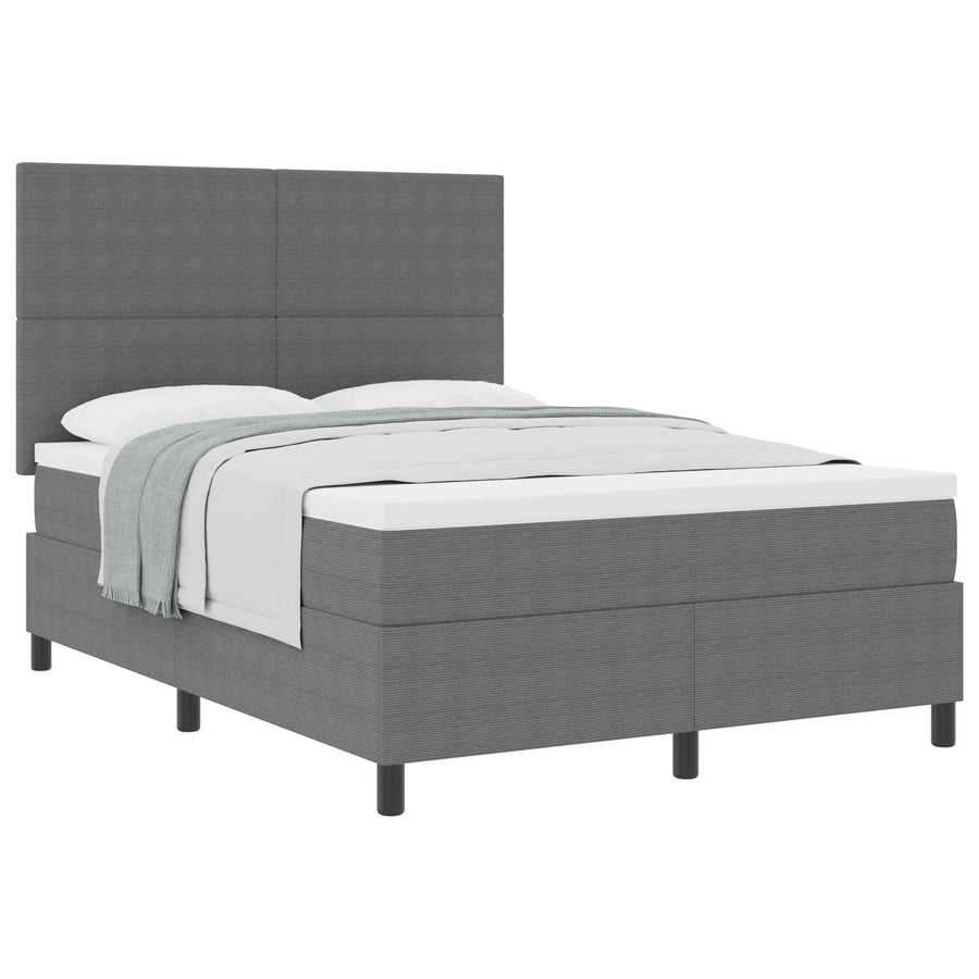 Boxspringbed Met Matras Lichtgrijs 140X200 Cm Corduroy Stof