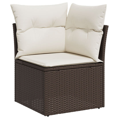 4-Delige Tuin Sofa Set Met Kussens Bruin Poly Rattan