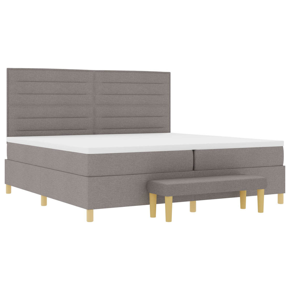 Boxspringbed Met Matras & Bank Stof Taupe 200 x 200 cm Lijnen ontwerp