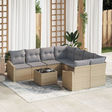 Tuinbank Set Set Van 9 Beige, Grijs Rattan, Polyester Gegalvaniseerd Staal