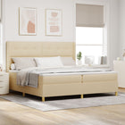 Box spring bed with mattress with headboard Cream 140 x 200 cm Fabric