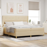 Box spring bed with mattress with headboard Cream 140 x 200 cm Fabric