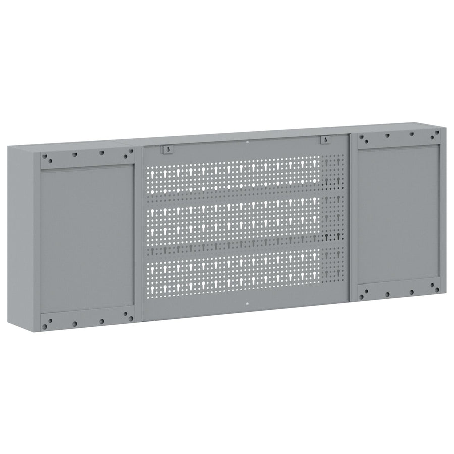 Gereedschapskast Muurbevestiging Met Pegboard 150X20X55 Cm Staal 150 cm Rood en grijs Wandkast met pegboard
